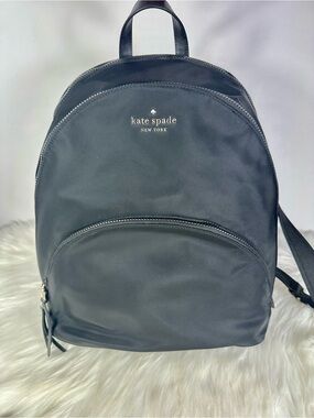 kate spade Black Nylon Backpack with Front Zip Pocket